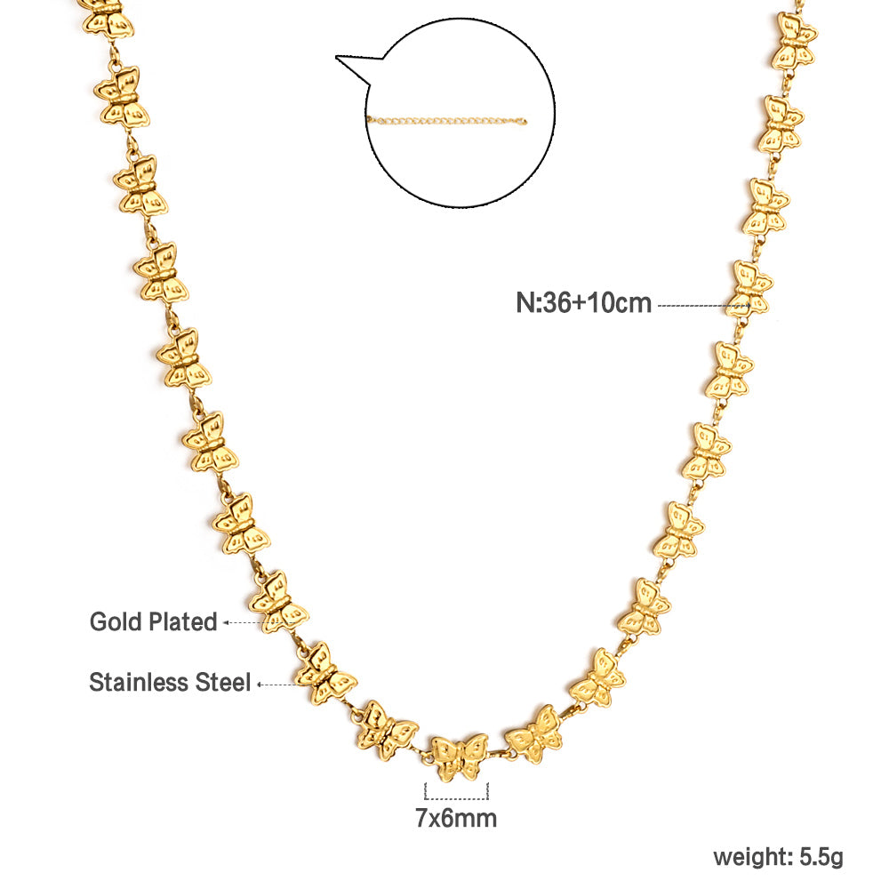 Butterfly pendant necklace 36+10 cm asonjewelry